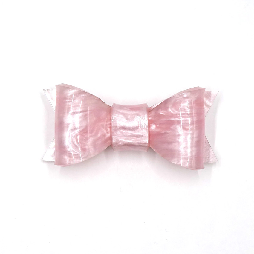 Pink Marble Small Bow Tie Brooch By Coup de Colere