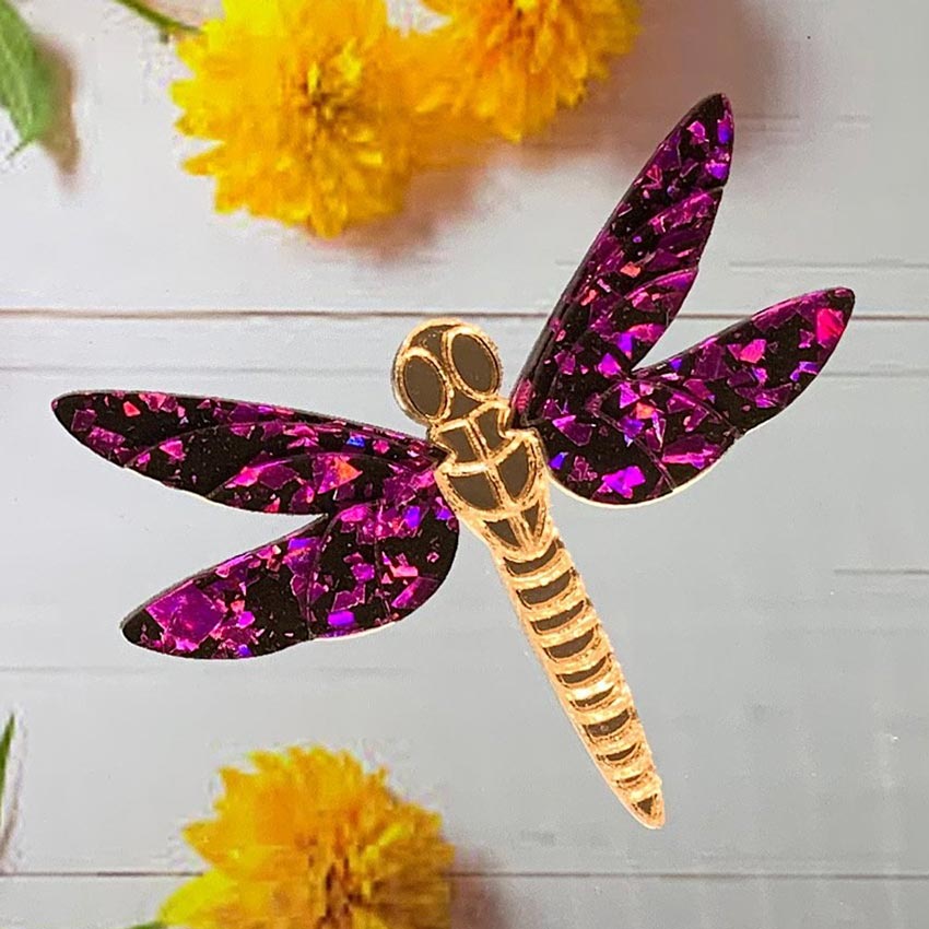 Purple Dragonfly Brooch By Tantalising Treasures