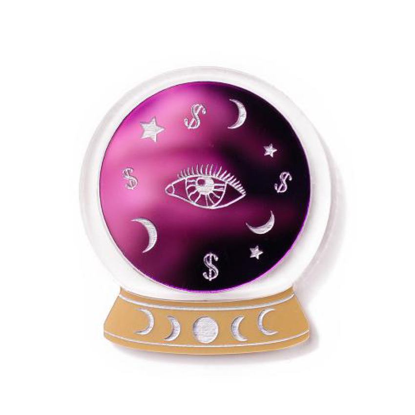 Crystal Ball Brooch By Martinis & Slippers in Purple Mirror