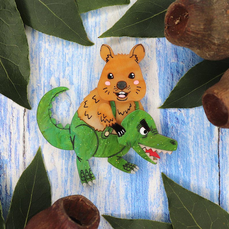 Quokkadile Brooch By Gory Dorky