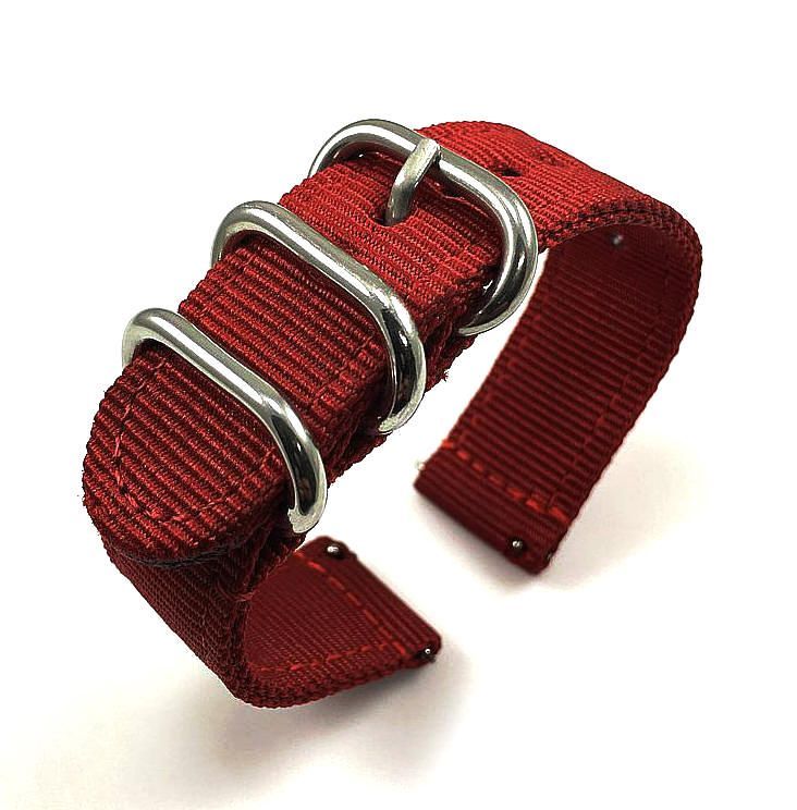 Red 22mm Nylon Watch Band Strap Belt Army Military Ballistic Silver Buckle #6045