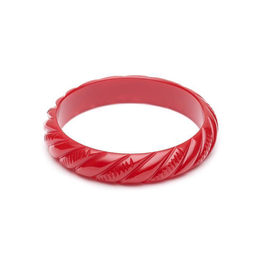 Midi Red Heavy Carved Fakelite Bangle By Splendette