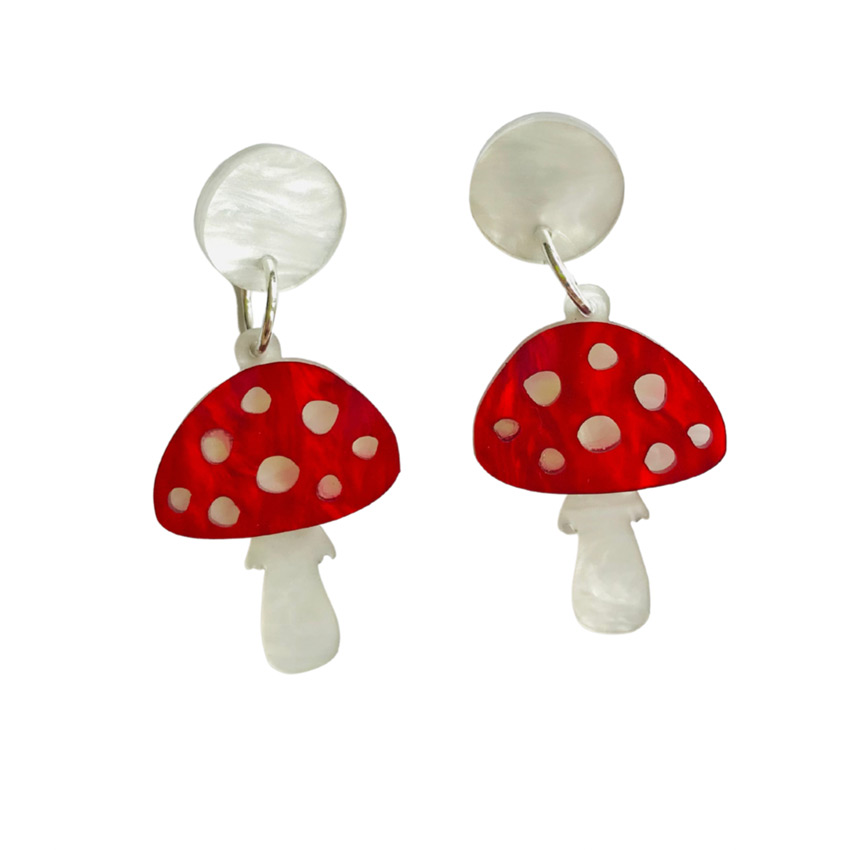 Red And White Toadstool Earrings By Coup de Colere - Imperfect