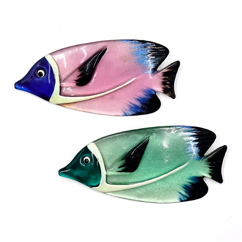 Vintage Colorful And Big Resin Fish Brooches