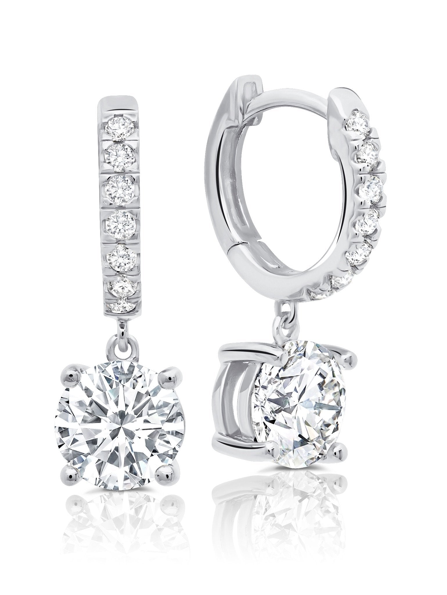 Crislu Round Cut Huggie Hoop Earrings in Pure Platinum
