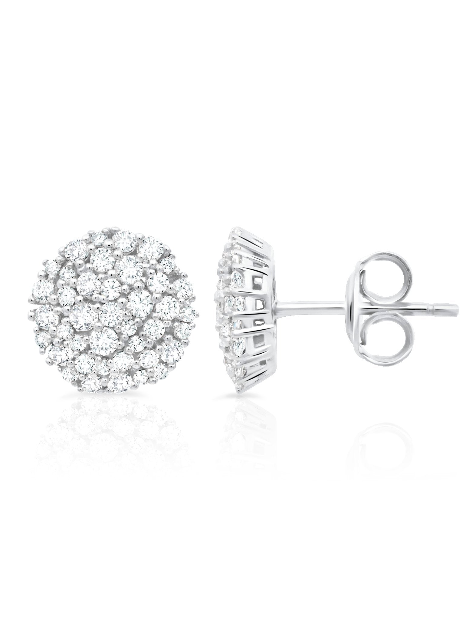 Crislu Round Glisten Stud Earrings Finished In Pure Platinum