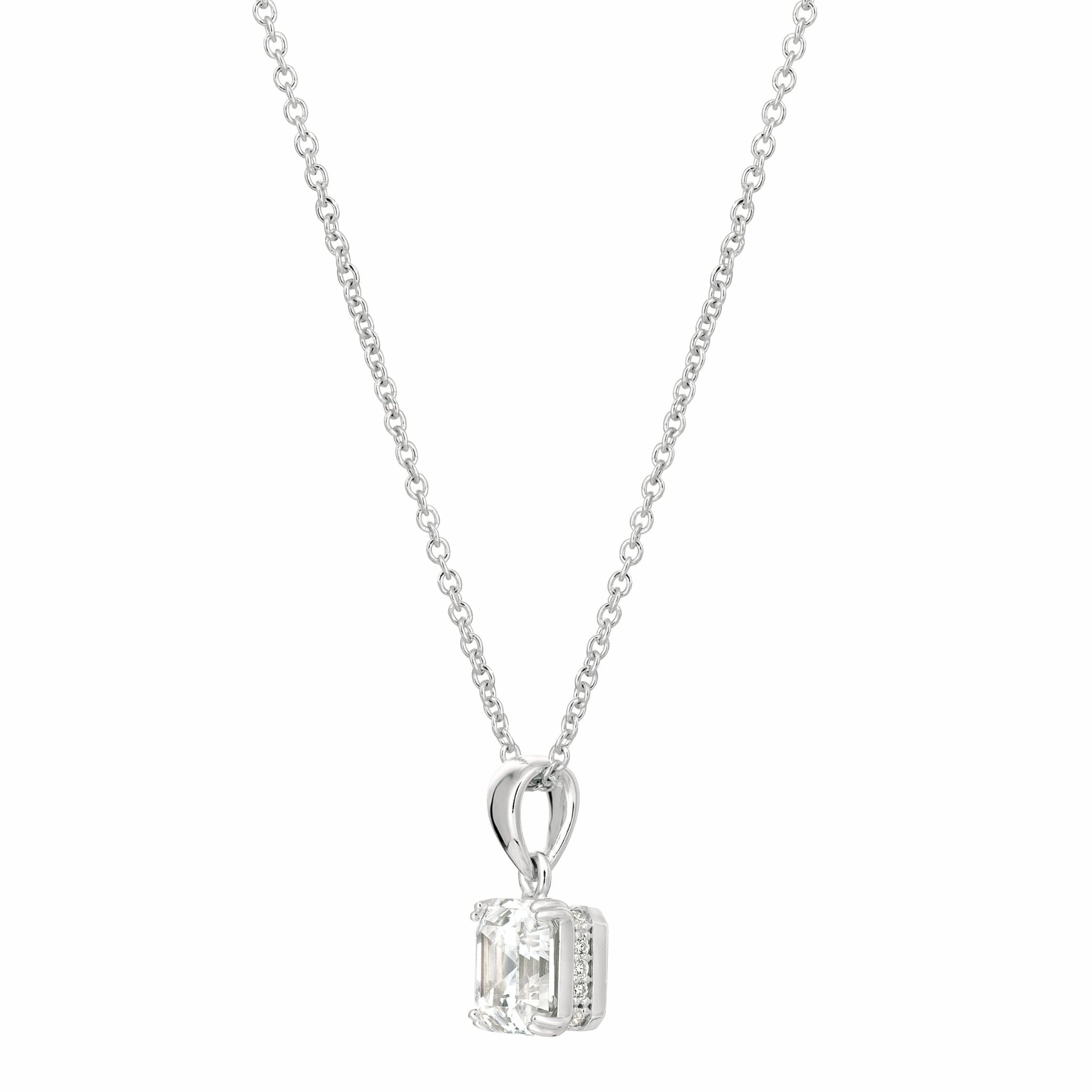 Crislu Royal Asscher Cut Pendant Necklace in Platinum