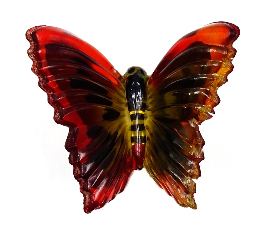 Vintage Plastic Reverse Painted Butterfly Pin