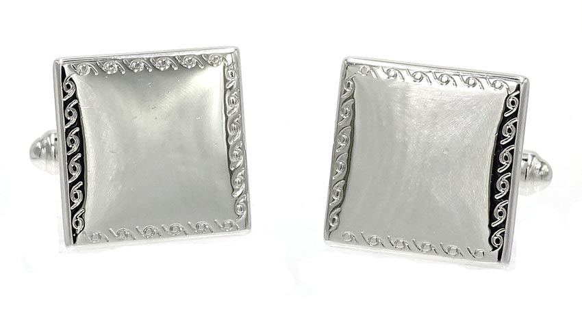 Vintage Hickok Silver Square Engraveable Cufflinks