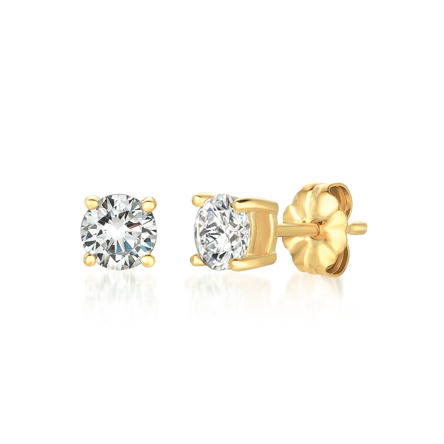 Crislu Solitaire Brilliant Stud Earrings in 18kt Gold 1.0 Cttw