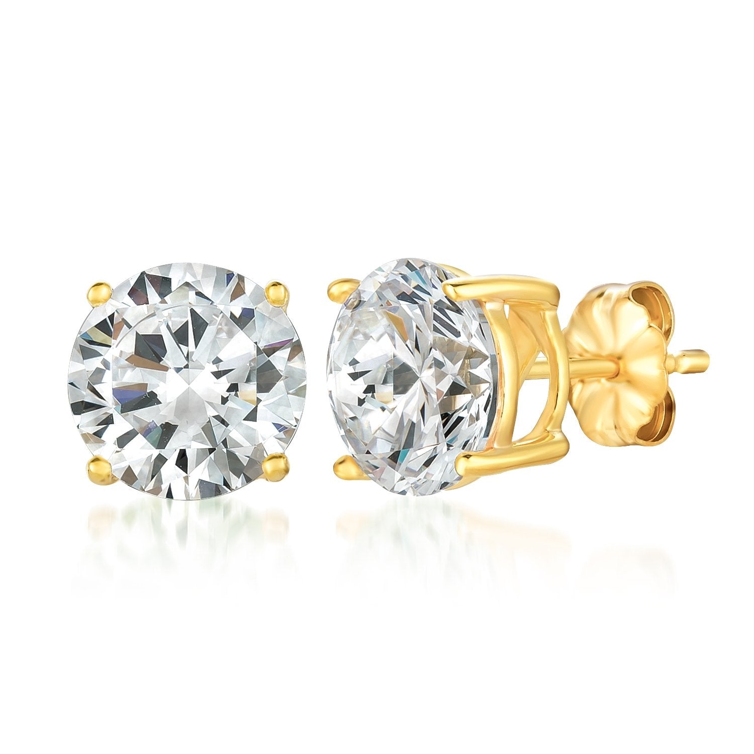 Crislu Solitaire Brilliant Stud Earrings 18kt Yellow Gold 6.0 Carat