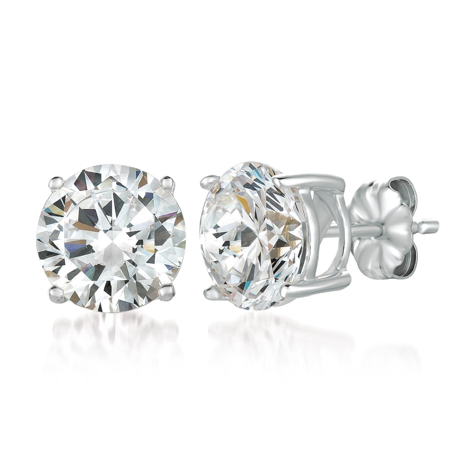 Crislu Solitaire Brilliant Stud Earrings Finished in Pure Platinum