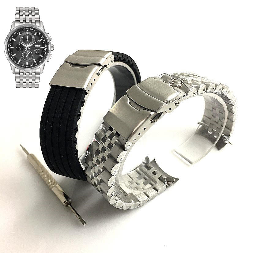 Steel & Silicone Replacement Watch Band fits H804-S099374 Citizen AT8110-53E