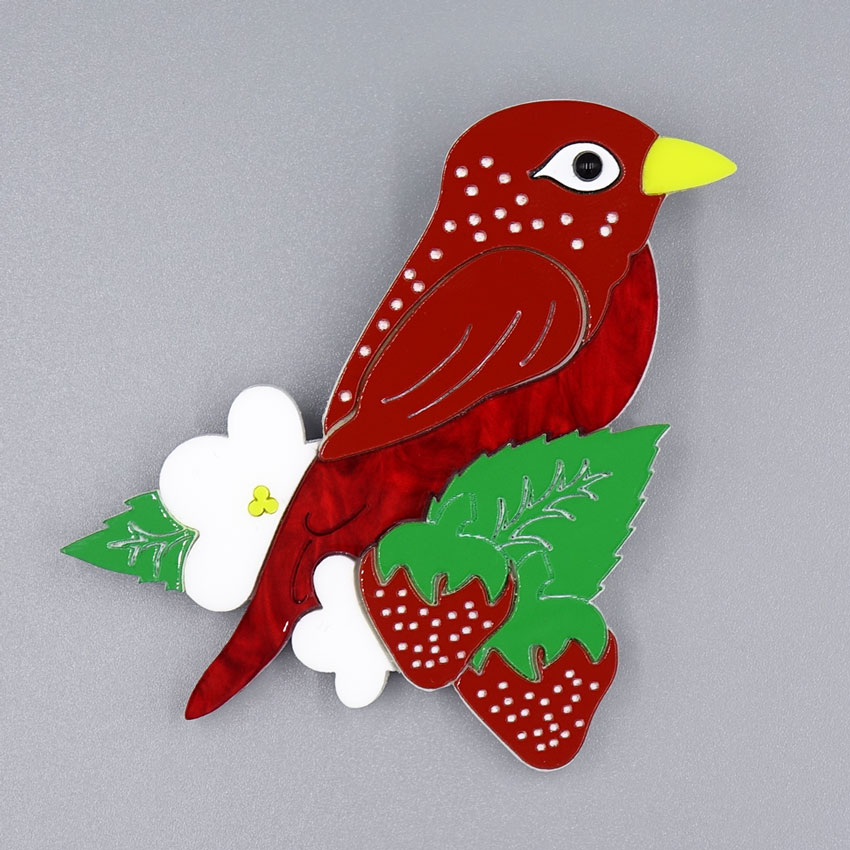 Strawberry Finch Brooch By Tantalising Treasures