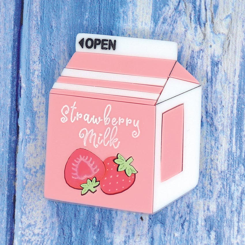 Strawberry Milk Brooch By Kimchi And Coconut