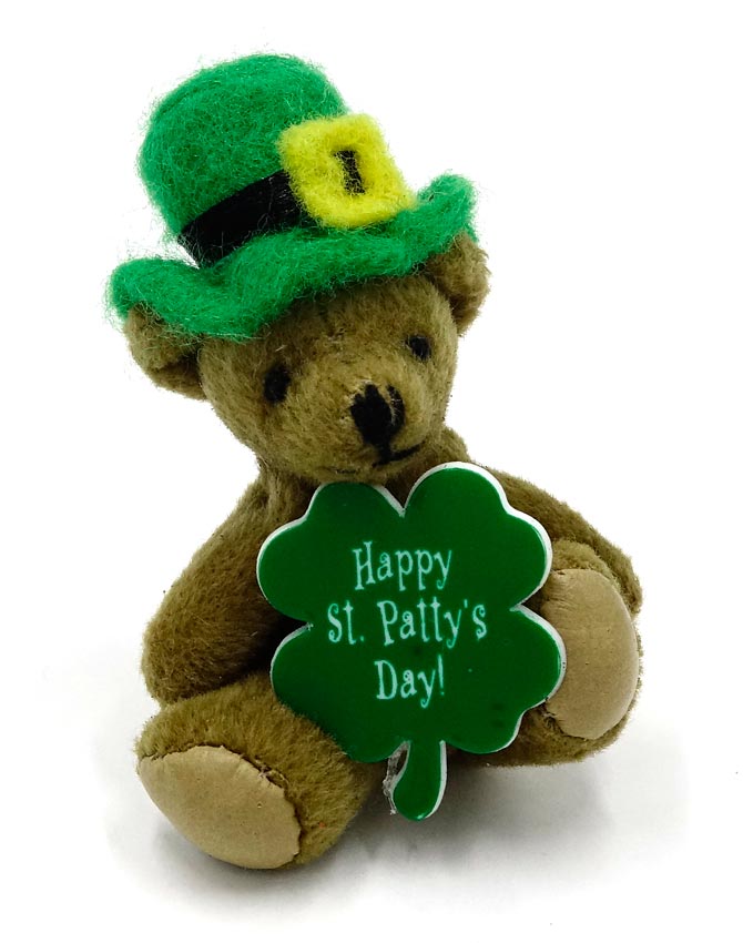 Vintage Stuffed Teddy Bear Happy St. Patty's Day Pin