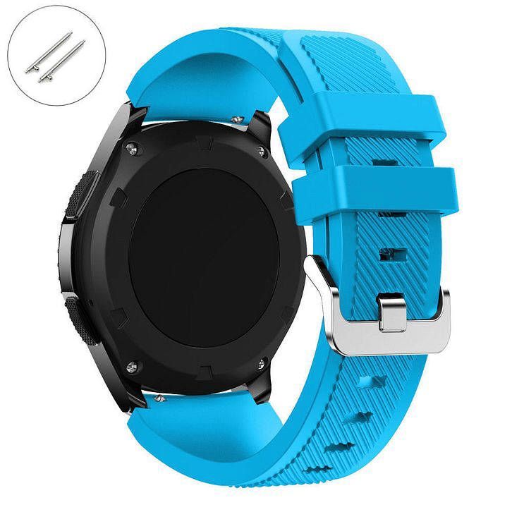 STUHRLING Compatible Sky Blue Rubber Silicone Replacement Watch Band Strap Quick Release Pins #4046