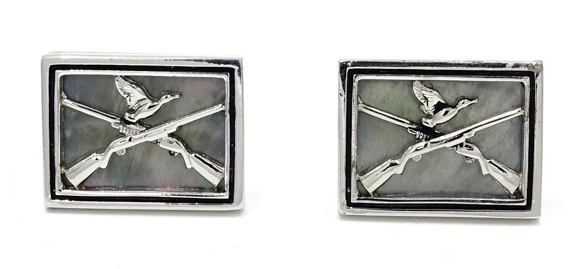Vintage Swank Mother Of Pearl Duck Hunting Cuff Links