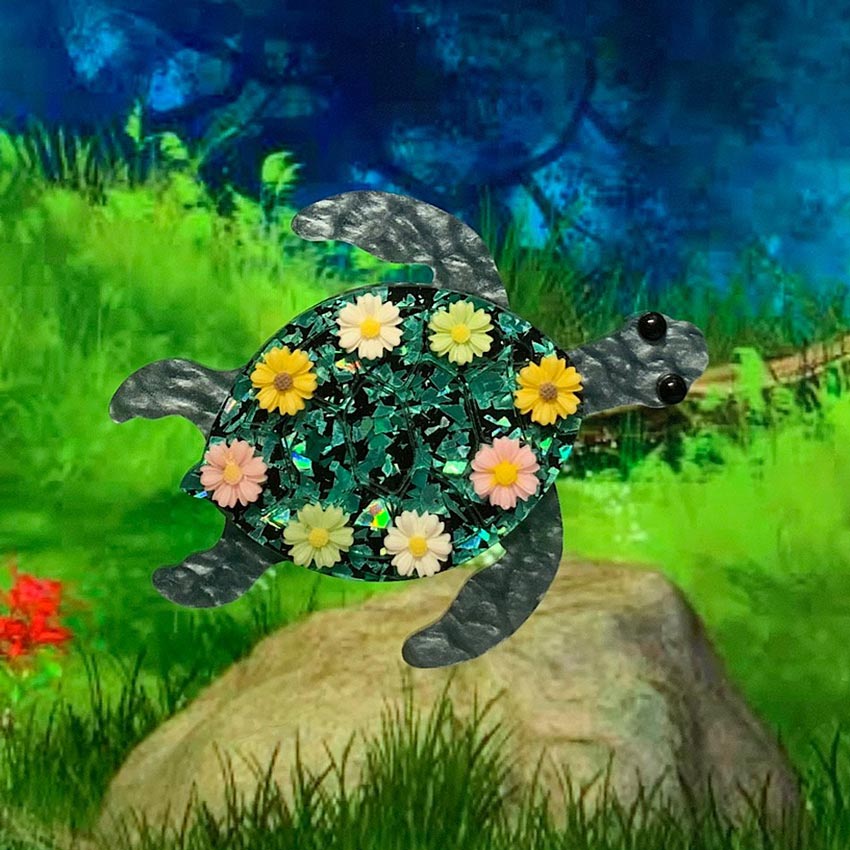 Tabitha The Tortoise Brooch By Tantalising Treasures