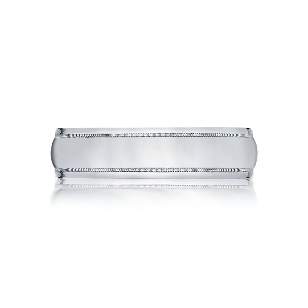 Tacori Classic Gents 18k White Gold Milgrain High Polish 5mm Wedding Band