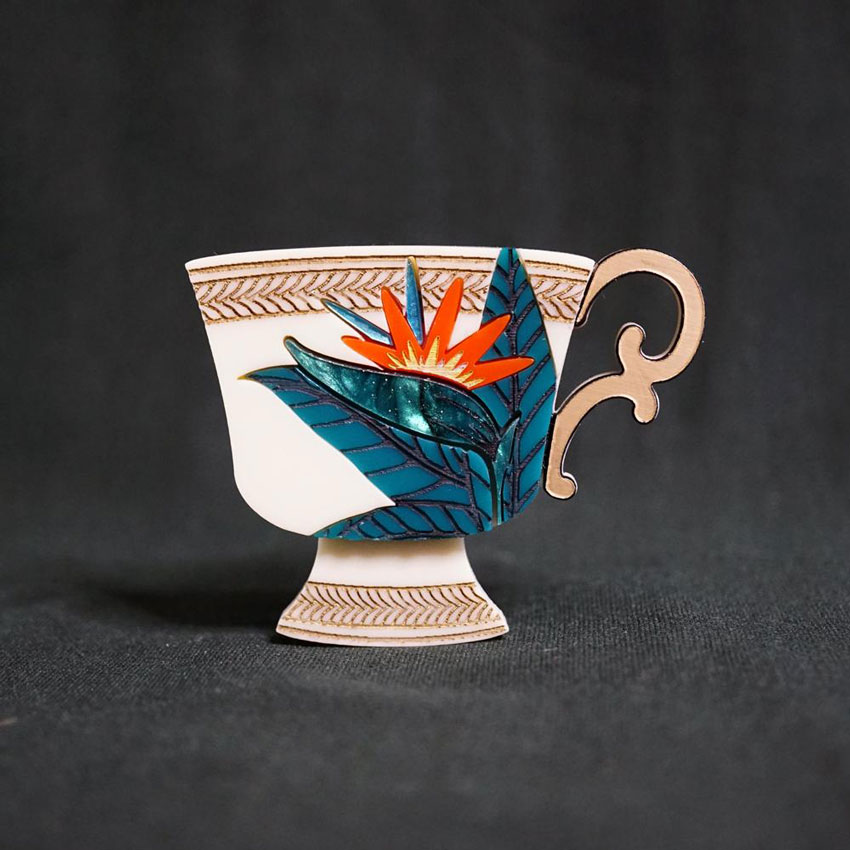 Teacup Brooch By Lost Kiwi Designs