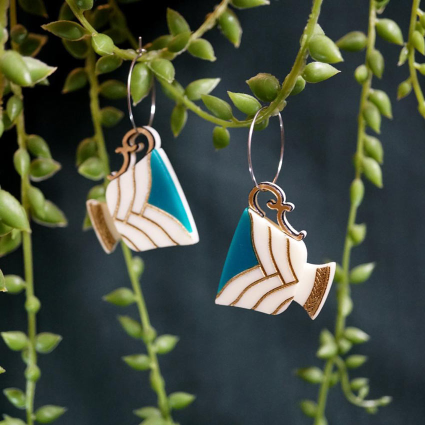 Teacup Dangle Earrings By Lost Kiwi Designs