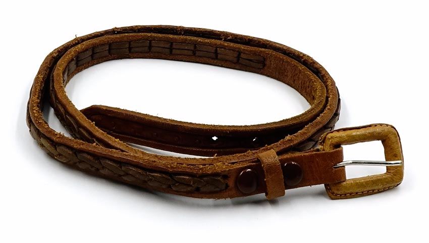 Skinny Made In Mexico Brown Tooled Braided Leather Belt