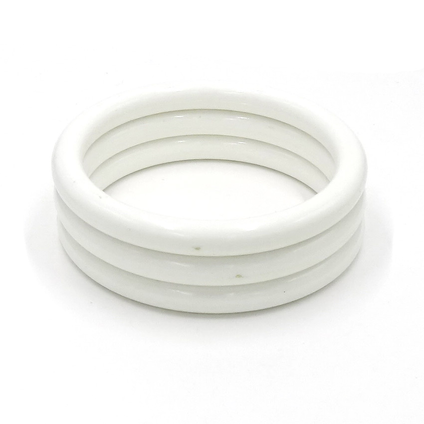 Vintage Set Of Three White Tubular Bangle Bracelets
