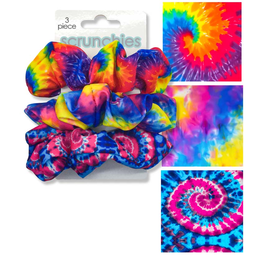 Tie Dye Hair Scrunchies Set Of Three