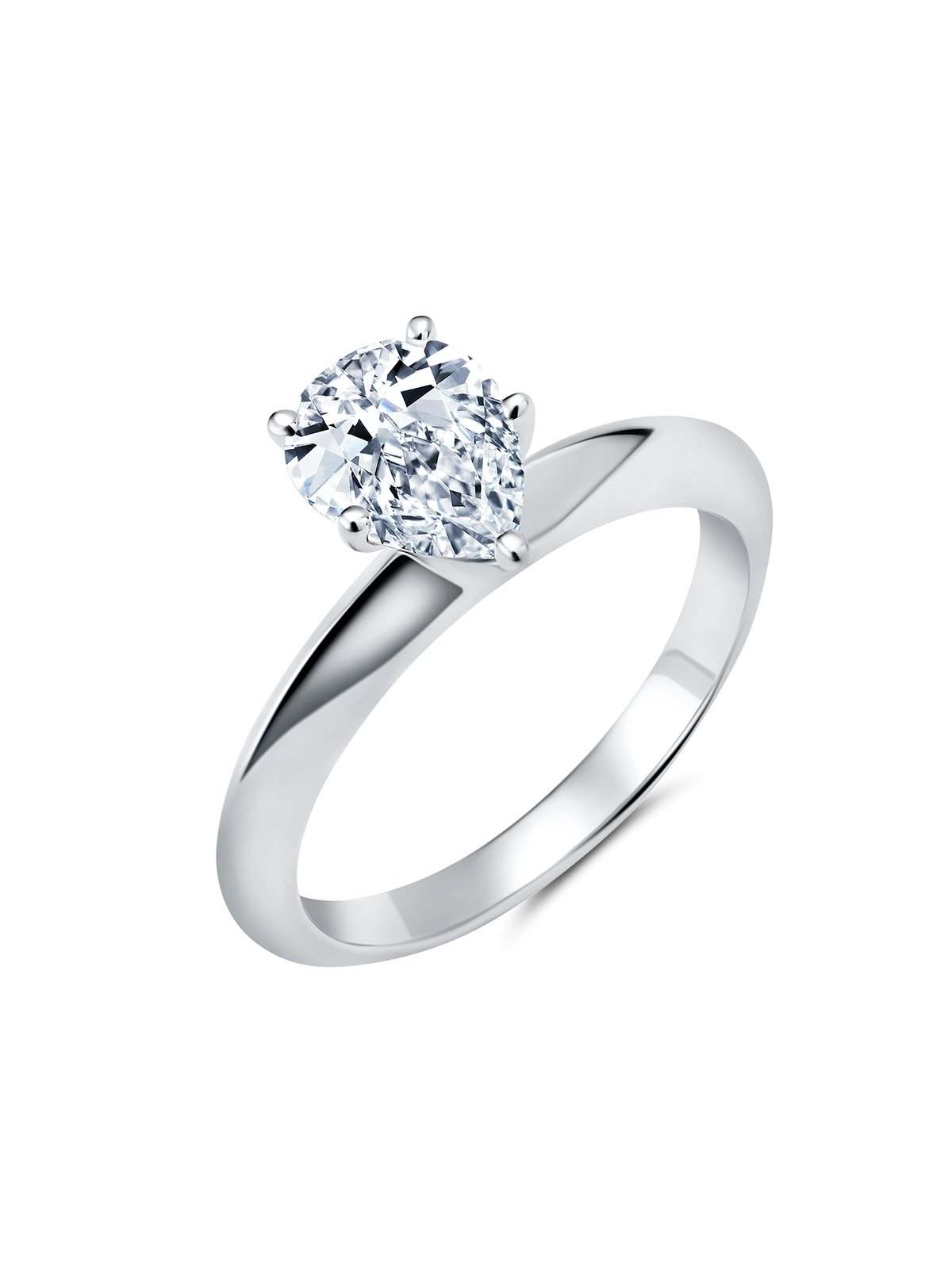 Crislu Tiffany Pear Cut Hand Set Cubic Zirconia Engagement Rings