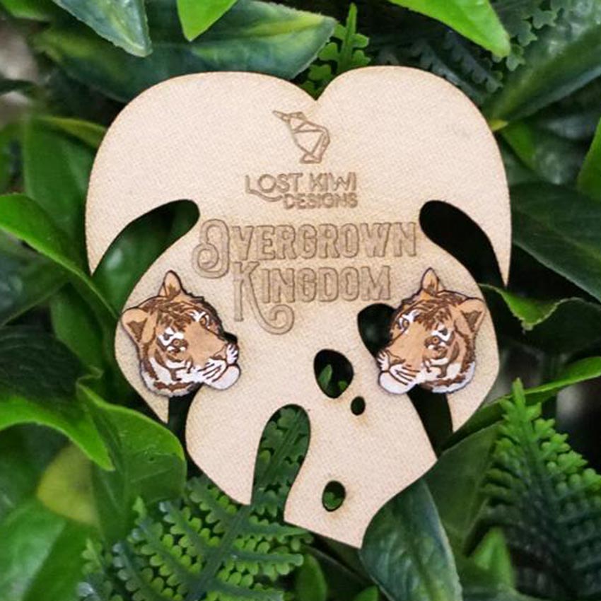 Tiger Stud Earrings By Lost Kiwi Designs