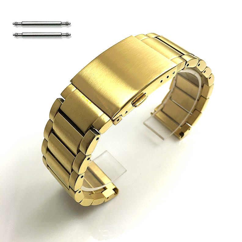 Timex Compatible Steel Gold Tone Brushed Metal Replacement Watch Band #5113