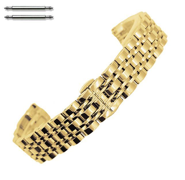Timex Compatible Steel Polished Gold Tone Metal Replacement Watch Band Strap Butterfly Clasp #5057