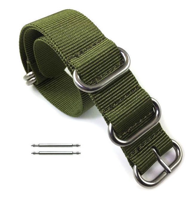Tissot Compatible 5 Ring Ballistic Army Military Green Nylon Fabric Replacement Watch Band Strap #3015