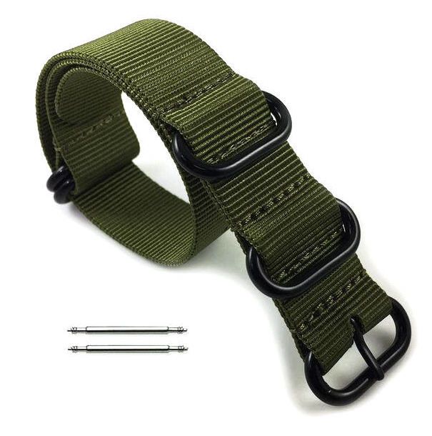 Tissot Compatible 5 Ring Ballistic Army Military Green Nylon Replacement Watch Band Strap PVD #3016