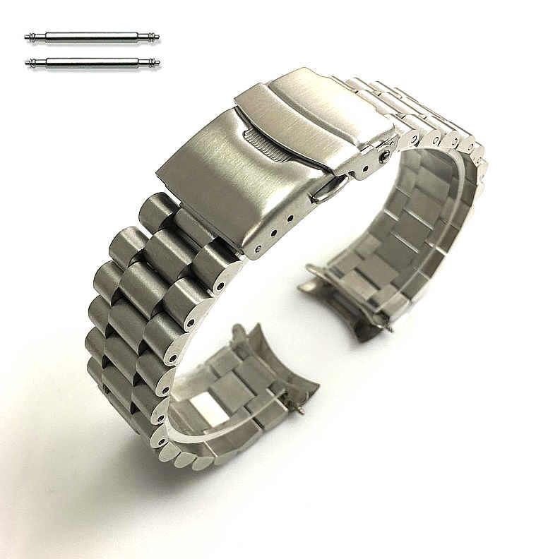 Tissot Compatible Metal Stainless Steel President Style Curved End Watch Band #7021