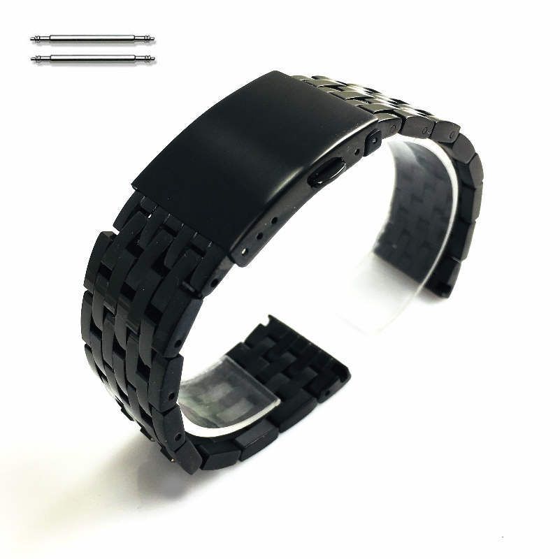 Tissot Compatible Solid Steel Polished Black Metal Replacement Watch Band #5126