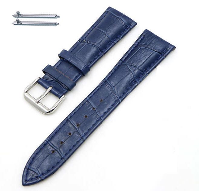 Tommy Hilfiger Compatible Dark Blue Croco Genuine Leather Replacement Watch Band Strap Steel Buckle #1043