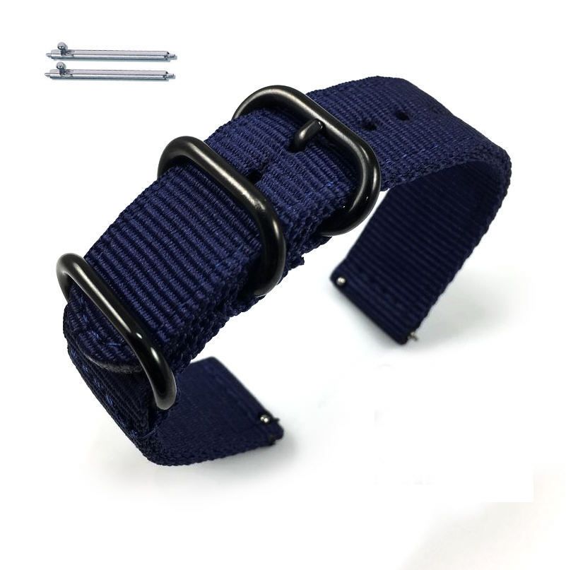 Tommy Hilfiger Compatible Dark Blue Nylon Watch Band Strap Belt Army Military Ballistic Black Buckle #6036