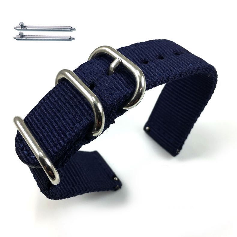 Tommy Hilfiger Compatible Dark Blue Nylon Watch Band Strap Belt Army Military Ballistic Silver Buckle #6035