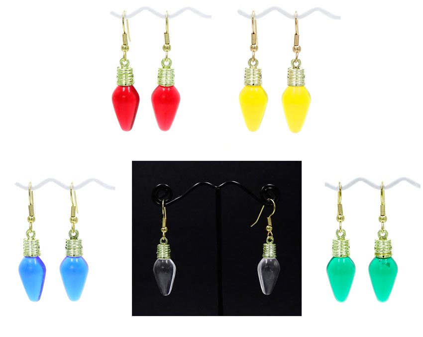 Resin Christmas Light Bulb Earrings Pick Your Color