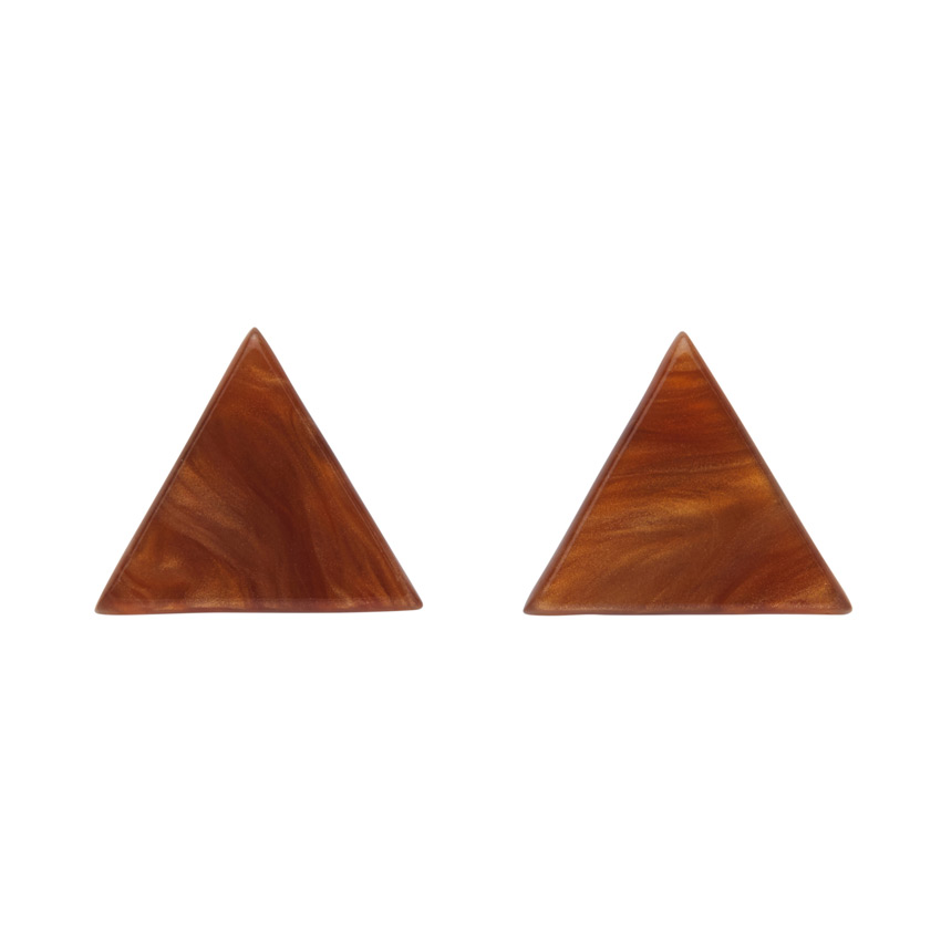 Dark Orange Ripple Resin Triangle Earrings By Erstwilder - Last Pair!