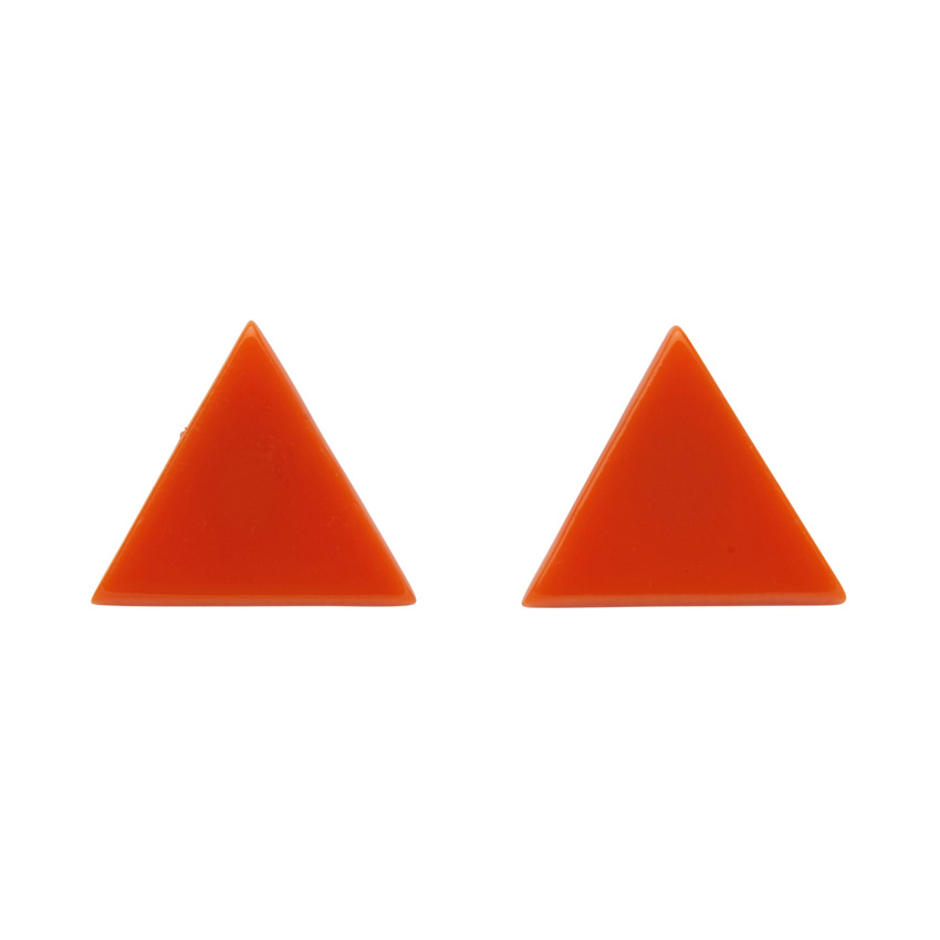 Orange Solid Resin Triangle Earrings By Erstwilder