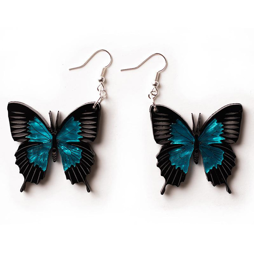 Blue Swirl Ulysses Butterfly Earrings By Martinis & Slippers