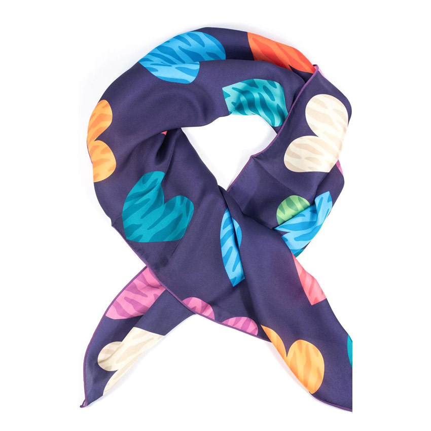 Multicolor Hearts Hair Scarf By Unique Vintage