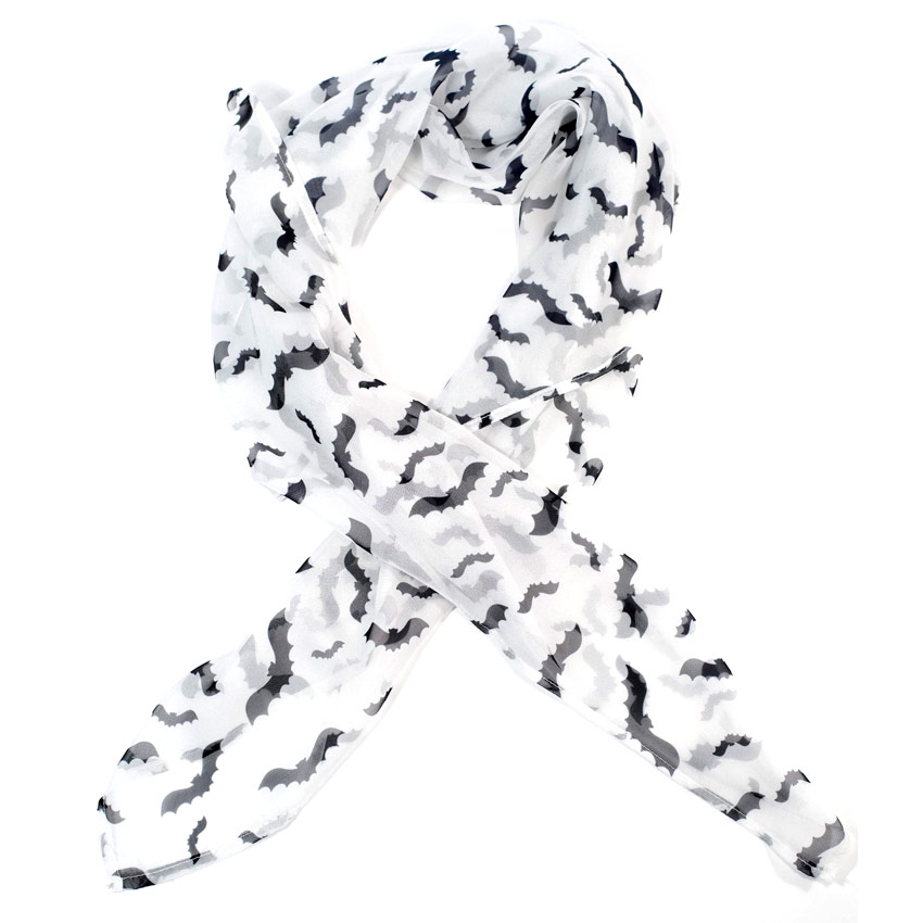White And Black Bat Hair Scarf By Unique Vintage