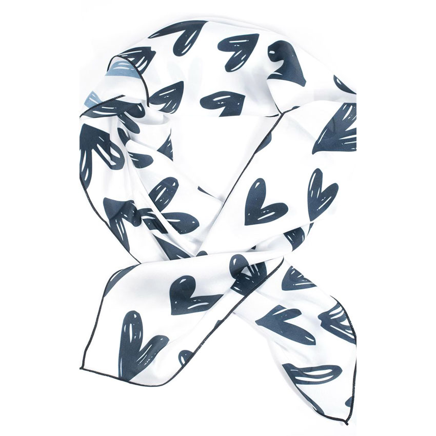 White And Black Sketch Hearts Hair Scarf By Unique Vintage
