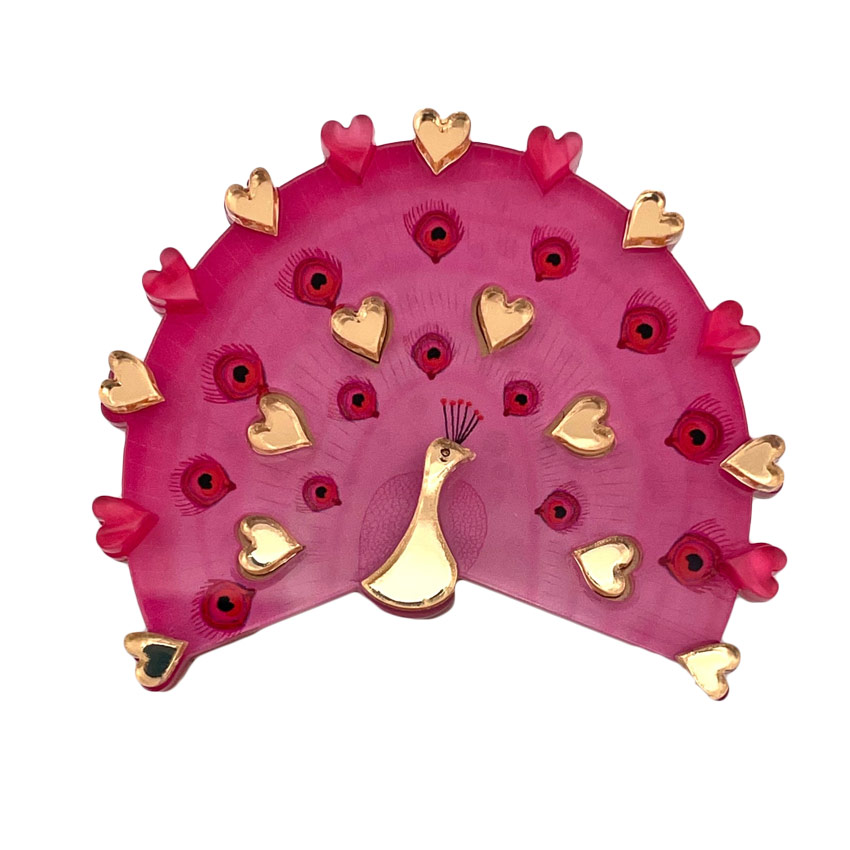 Heart Peacock Brooch By Wintersheart