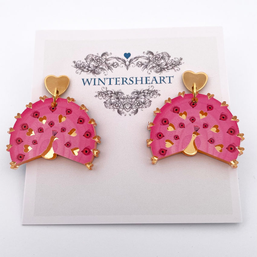 Heart Peacock Earrings By Wintersheart