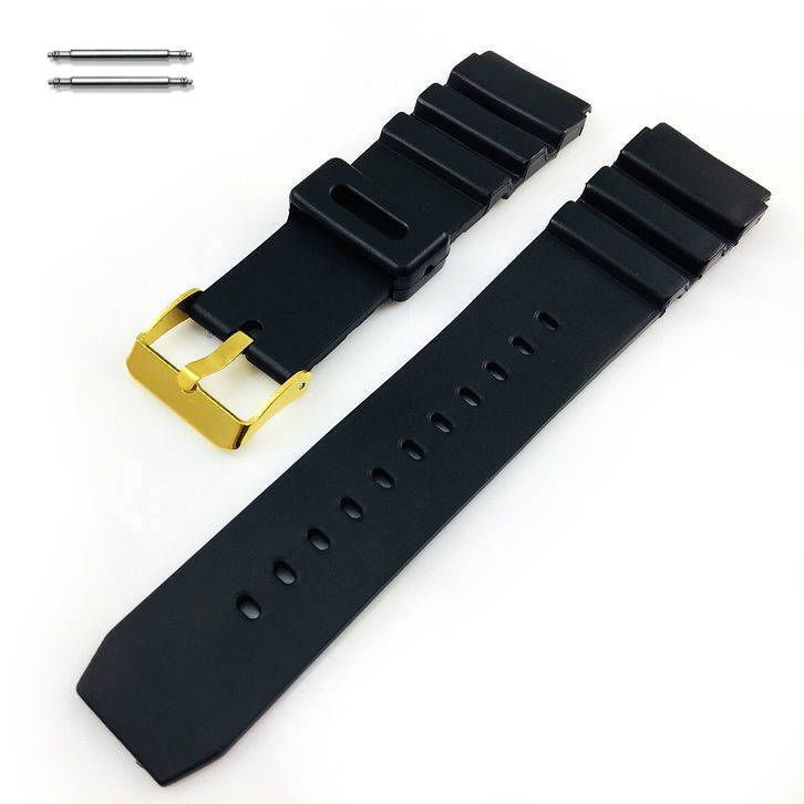 Victorinox Swiss Army Compatible Black Rubber Silicone Diver's Style Replacement Watch Band Strap Gold Buckle #4031G